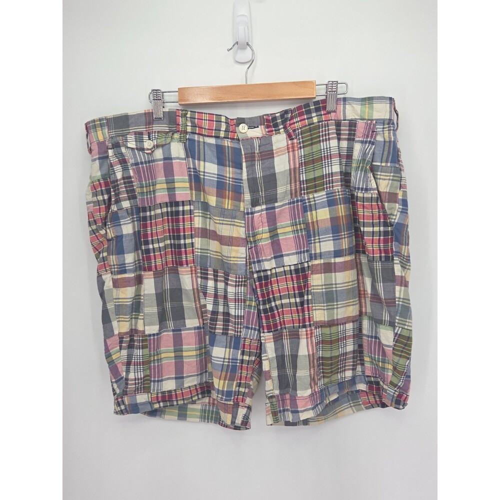 Polo Ralph Lauren Chino Shorts Mens 42 Patchwork Madras Plaid Classic Fit Cotton